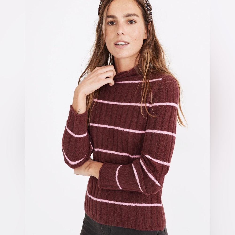 Madewell Striped Evercrest Turtleneck Sweater in Coziest Yarn Women’s S